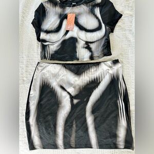 SHEIN Body Heat 2-Piece Top & Mini Skirt Set | Size XL